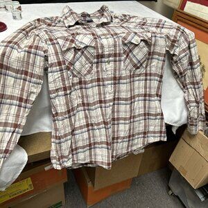 American Eagle Shirt Womens Plaid Button Up Long Sleeve Cotton Pearl Snaps Slim